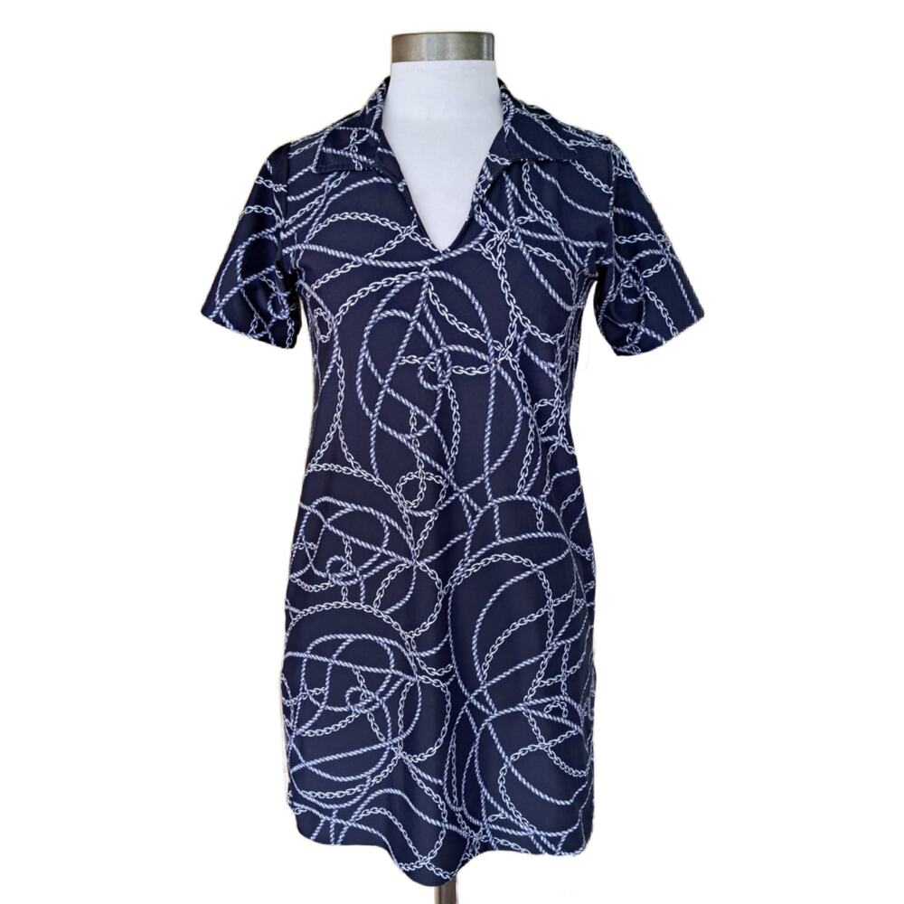 Patti Biggs Patricia Mini Dress Size XS Navy Blue Knot UPF Coastal Preppy